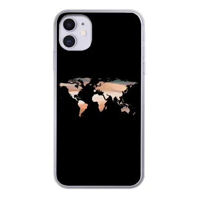 Produktbild von MuchoWow® Handyhülle Schutzhülle Hülle für iPhone 11 Weltkarte - Farbe - Schwarz Silikon Softcase Handy Hülle - Handytasche