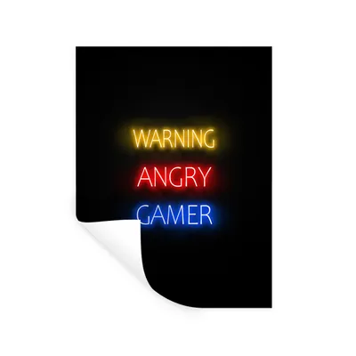 Produktbild von MuchoWow® Wandtattoo Wandsticker Wandaufkleber Gaming - Zitate - Warnung wütender Gamer - Neon 30x40 cm Selbstklebend und Repositionierbar - Sticker - Dekorfolie