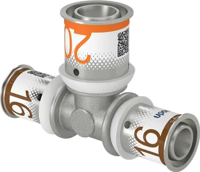 Zdjęcie produktu dla Uponor T-Stück S-Press PLUS reduziert aus Messing, verzinnt 16x20x16mm