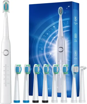 Obrázok produktu pre Elektrická zubná kefka, sonická zubná kefka s 8 hlavicami, 40 000 VPM, 5 režimov, rýchle nabíjanie za 4 hodiny, výdrž 30 dní