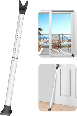 Produktbild von Tür Sicherheitsstange, Weiß 1-Pack Erweiterter Sicherheitsstange für Türen, Heavy Duty Türsicherung, Einstellbarer Balkontür Sicherung, Einbruchschutz Fenster, Tür Sicherheit für Zuhause, Wohnung