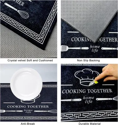 Productafbeelding van Famanu antislip keukenmatten, wasbare keukenbekleding - 2 stuks keukenmatten voor huisdecoratie (keukenaccessoires A - +)