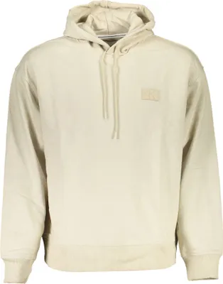 Produktbild von Beige Herren-Kapuzen-Sweatshirt aus recycelter Baumwolle, Applikation
