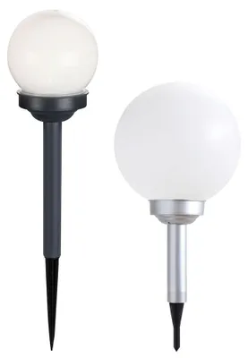 Produktbild von 2er Set LED Solarleuchten, Kugel weiß, Erdspieß, D 10/15 cm