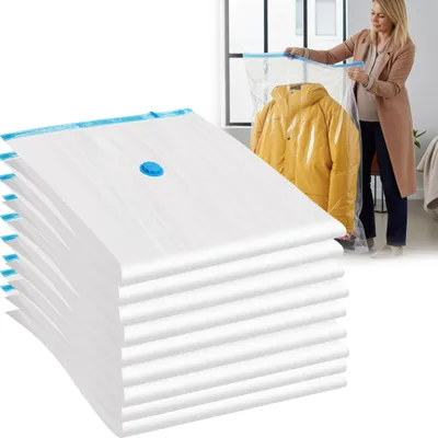 Produktbild von 9er-Set platzsparende Vakuumbeutel XL, 80 x 120 cm, Kompression mit dem Staubsauger, Aufbewahrungssäcke, Kleiderbeutel ohne Staub oder Falten