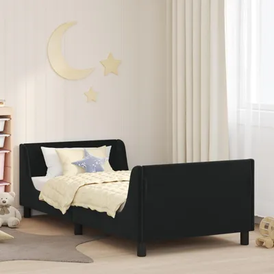 Produktbild von vidaXL Kinderbettgestell mit Kopfteil Schwarz 90 x 190 cm Samt