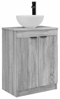 Image de Armoire de salle de bain avec lavabo vidaXL, gris Sonoma, 54 x 35 x 83 cm