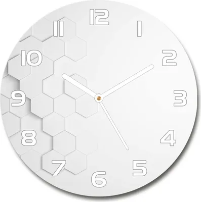 Produktbild von Wanduhr aus Glas 30fi Glasbild Glasuhr Gehärtetes Glas - weisse-zeiger - Hexagons background