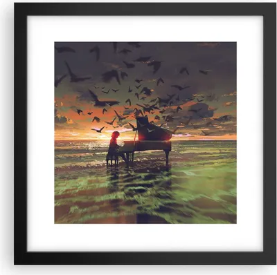 Produktbild von Gerahmtes Poster - Schwarzer Rahmen - Klaviermusik - 30x30 cm - Wand Bild - Wanddeko - Wandbilder - Kunstposter - Wandposter - Bilderrahmen - Bilder - Kunstdruck - Wandbild - P2BAC30x30-3911