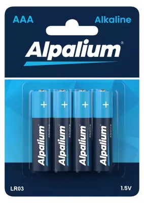 A package of four AAA alkaline batteries.