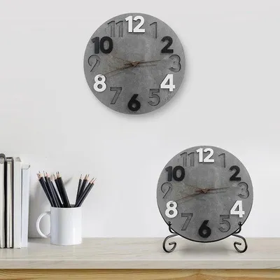 Obrázok produktu pre Moderné drevené nástenné hodiny, 30 cm, sivé, v minimalistickom štýle