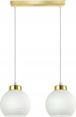 Produktbild von LUXOLAR Pendelleuchte - Deckenleuchte 2 flammig Weiß Gold E27 60W - Hängelampe wohnzimmer für Wohnzimmer, Küchen - Weiß Glas Kugeln