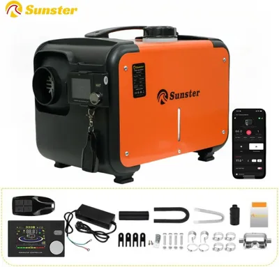 Produktbild von Diesel Luftheizung Standheizung - A2302B - 8 kW - 12/24 V Auto‑Umschaltung - Bluetooth App & LCD - 5 l Tank - Leise <35 dB - 20–25 m² Heizfläche - Orange