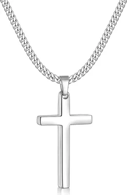 Immagine prodotto di Uomo croce catena in acciaio inox ciondolo argento / nero / oro 45 * 25mm + 60cm