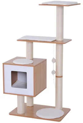 Produktbild von PawHut Katzenbaum Kratzbaum Katzenspielzeug Kletterbaum Sisal Ball Natur