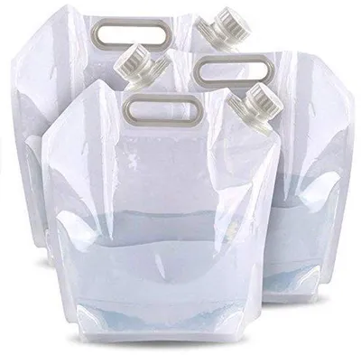 Produktbild von Ibenzoa® Faltbare Wasserkanister 3er-Set – 5 L, BPA-frei, transparent, aus robustem Kunststoff, auslaufsicherer Auslaufhahn, platzsparend 30 x 32,5 x 4,7 cm, Camping & Notfall