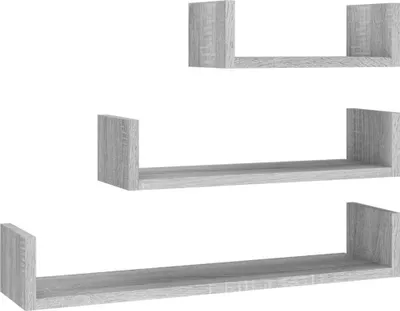 Produktbild von vidaXL Wandregale 3 Stk. Grau Sonoma Holzwerkstoff