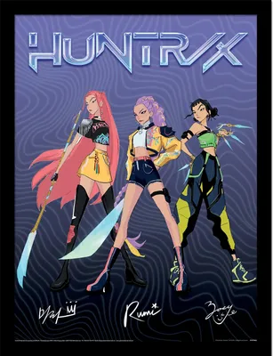 Immagine prodotto di Cacciatori di demoni K-Pop - Poster incorniciato "Huntrix Signature" PM12788 (taglia unica) (a colori)