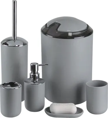 Produktbild von 6tlg BADSET Badezimmer ZUBEHÖR Set SEIFENSPENDER Halter WC BÜRSTE BADGARNITUR