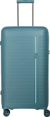 A teal suitcase with wheels and a retractable handle, shown against a white background.