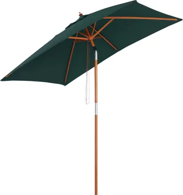 Image de Outsunny Parasol de jardin extšŠrieur Parasol rectangulaire inclinable bois polyester haute densitšŠ 2L x 1,5l x 2,3H m vert foncšŠ