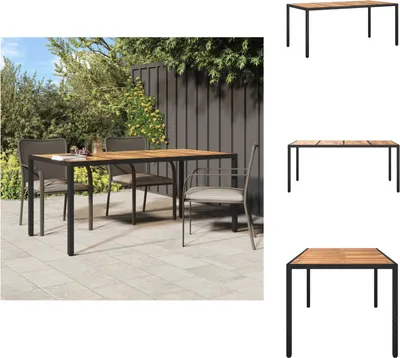Immagine prodotto di vidaXL Tavolo da giardino 190x90x75 cm in poly rattan e legno di acacia nero - Tavoli da giardino