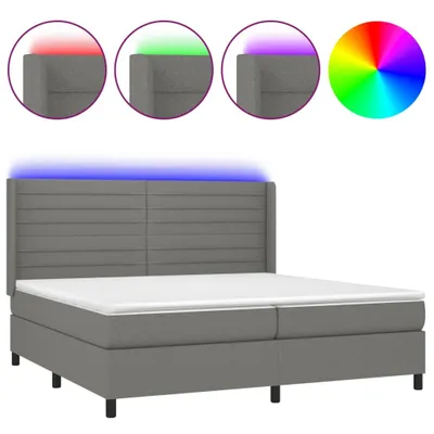 Produktbild von Boxspringbett mit Matratze & LED Dunkelgrau 200x200 cm Stoff