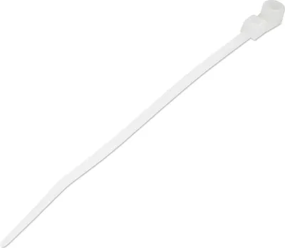Produktbild von StarTech.com 10 cm Kabelbinder mit Öse - 2 mm breit, 2 mm Bündeldurchmesser, 8 kg Zugfestigkeit, Nylon 66 selbstsichernde Kabelbinder mit Schraubloch, UL gelistet, 100 Stück, Lösbarer Kabelbinder, Nylon, Kunststoff, Weiß, 2,5 cm, V2, -40 - 85 °C