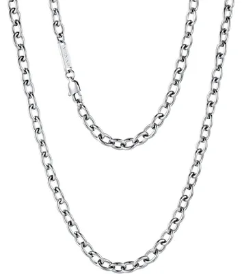 Productafbeelding van Kabelketting, halsketting, 18K goudkleurig, roestvrij staal, voor dames en heren, 2/3/6 mm, 45-65 cm, zilverkleurig