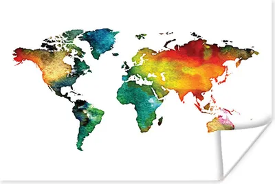 Produktbild von MuchoWow® Poster Weltkarte - Aquarell - Grün 120x80 cm - Bilder