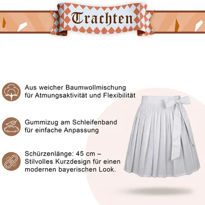 Produktbild von Dirndlschürze Trachtenschürze für Mini Dirndl Dirndel Weiss, Größe:44