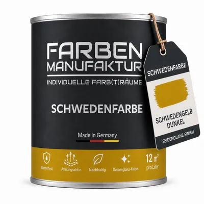 Produktbild von Schwedenfarbe Holzfarbe Holzlack Wetterschutzfarbe deckend 5L - Gelb Dunkel