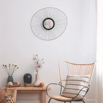 Obrázok produktu pre Wallity, Fötr- HRP1116, čierna, nástenné zrkadlo, 66 x 12 x 63 cm, 100% kov