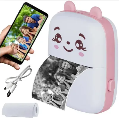 Obrázek produktu pro Mini kapesní Bluetooth tiskárna – kompatibilní s iOS a Android – tiskárna štítků – růžová