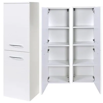 Produktbild von Midischrank 2-türig FLORIDO-03 Hochglanz weiß, B x H x T: ca. 40 x 130 x 35 cm