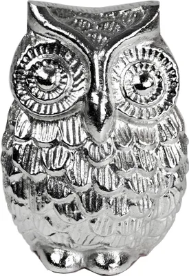 Produktbild von Deko Figur Eule 'Maddy' groß Deko Uhu Tischdeko Geschenk silber 10x10x13h cm Dekofigur  Deko Objekt Deko Figur