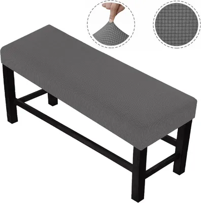 Produktbild von Sitzbezüge zum Essen, Jacquard-Rechteckbank-Schonbezug mit hoher Dehnung, Sitzkissenbezüge, Schonbezüge für Sitzkissen (groß - hellgrau)