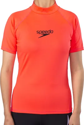 Produktbild von Speedo Unentbehrlicher weiblicher Rashguard S/S, S - Phoenix Rot/Schwarz