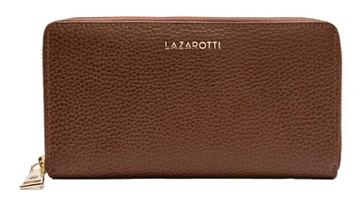 Image de Lazarotti Cuir porte-monnaie Bologna Leather Zip Around Wallet With 16 Card Slots Brown brun