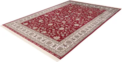 Produktbild von Klassisches Perzisches Vloerkleed in Kashmir-Stil – Handgeknüpft, 160x230 cm, rot, hohe Dichte, und elegant