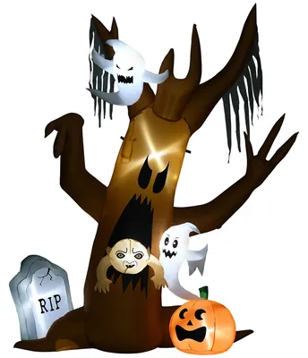 Produktbild von HOMCOM 240 cm Aufblasbarer Geisterbaum Halloween-Dekoration mit LED Beleuchtung