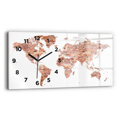 Produktbild von Wallfluent Wanduhr – Stilles Quarzuhrwerk - Uhr Dekoration Wohnzimmer Schlafzimmer Küche - Zifferblatt - schwarze Zeiger - 60x30 cm - Alte Ziegelkarte