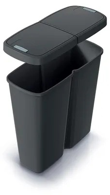 Immagine prodotto di Contenitore per rifiuti da 50 litri, in plastica, colore nero, con 2 coperchi, per la raccolta differenziata