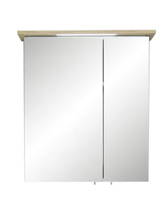 Produktbild von Spiegelschrank Quickset 963, Pelipal, 2 Türen, mit Kranzbeleuchtung, 60cm, Salbei / Riviera Eiche