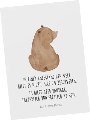 Produktbild von Mr. & Mrs. Panda einzelkarte Bär Schulterblick - Weiß - Geschenk, Ansichtskarten, Grußkarte, Bären, Motivation, Bärenliebe, Weisheit, Postkarte, Kunstkarten, Postkarten
