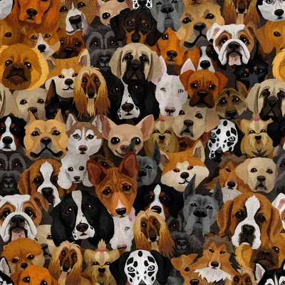 Imagen del producto de Tela de terciopelo real, de poliéster, para coser. Diseño: perros de diferentes razas (2)