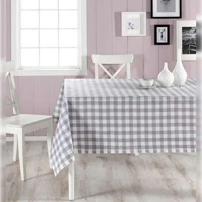 Tischdecke kariert grau 160 x 160 cm aus 100% Baumwolle