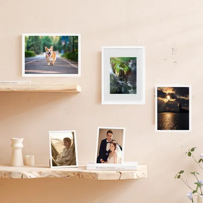 Produktbild von Bilderrahmen 40 x 60 cm weiß, Holz, zum Hinstellen und Wandmontage, für Poster