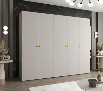 Obrázek produktu pro Elegantní šatní skříň CAITIR 1 250 cm - kašmír / zlaté úchyty
