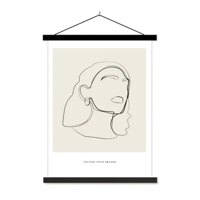 Produktbild von MuchoWow® Textilposter Frauen - Linienkunst - Text - Zitate 40x53 cm mit schwarzem Rahmen - Abbildung